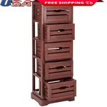 Red Pine Wood Storage Cabinet 5 Drawer Unit Living Room Organizer Furniture. Fixed Price $210.32.