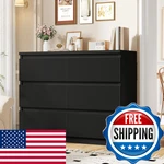 Jocoevol 6 Drawer Dresser Black Modern Fluted Tall Wooden Chest Double. Fixed Price $260.33.
