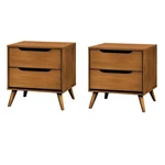 Home Square Set Of Mid-century Wood 2-DRAWER Nightstands In Oak. Fixed Price $500.57.
