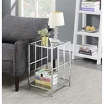 Convenience Concepts Mission End Table In Mirrored Glass With Chrome Frame. Fixed Price $112.12.