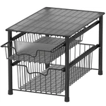 Stackable Sliding Basket Organizer Drawer, Black, 2-TIER. Fixed Price $55.16.