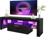 Clikuutory Black Led Tv Stand With Large Storage Drawer 51 14 18 H,. Fixed Price $152.12.