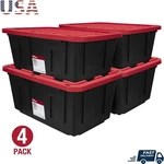 Stackable Storage Bins Lockable Lid Durable Plastic Organizer Indoor Outdoor Use. Fixed Price $47.04.