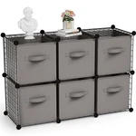 6 Cube Storage Organizer With Fabric Bins Wire Grid Stackable Shelves Modular. Fixed Price $85.23.