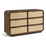 Meridian Furniture Windsor Brown Solid Wood And Natural Cane Dresser. Fixed Price $1385.11.