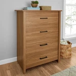 Mainstays Hillside 4-DRAWER Dresser, Sliding Drawers, Walnut Finish. Fixed Price $270.00.