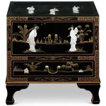 Us Seller - Black Lacquer Mother Of Pearl Oriental Accent Cabinet. Fixed Price $835.12.