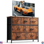 7-DRAWER Dresser Storage Organizer Unit, Chest Tower With Fabric Bins, Brown. Fixed Price $86.21.