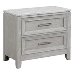Benjara Ion 30" Nightstand- 2 Drawers- White Marble Top- Farmhouse Gray Wood. Fixed Price $376.83.