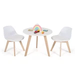 Costway Kids Table & 2 Chairs Set Modern Activity Play W/beech Leg Cushion. Fixed Price $115.99.