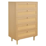 Vevor 5 Drawer Rattan Dresser, Modern Closet For Bedroom, Natural. Fixed Price $186.07.