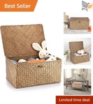 Wicker Seagrass Storage Basket With Lid Rectangular Household Organizer. Fixed Price $61.98.
