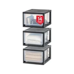 Iris Usa 14.5 Qt Storage Drawer Set 3 Pack Black Stackable Organizer Made In. Fixed Price $64.89.