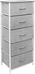 5-DRAWER Nightstand Stylish Bedside Table With Fabric Bins & Steel Frame. Fixed Price $99.99.
