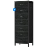 Furnulem Bedroom Dresser, Tall Chests Of Drawers With 7 Fabric Bins, Black Organ. Fixed Price $113.36.