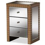 Bowery Hill 3 Drawer Mirrored Nightstand In Silver Natural. Fixed Price $412.97.