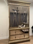 Hooker Furniture Mirrored Wood Armoire Gold With Drawers And Hanging Rail. Fixed Price $2300.00.