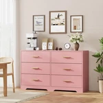 Modern 6 Drawer Dresser For Bedroom Wide Wood Chests Storage. Fixed Price $186.09.