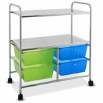 4 Drawers Office Rolling Storage Cart Utility Rack On Wheels Green. Fixed Price $44.99.