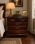 1970S Thomasville Chippendale Style Solid Cherry 4 Drawers Nightstand Table. Fixed Price $600.00.