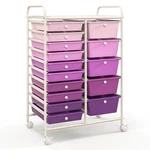 Costway 15-DRAWER Utility Rolling Organizer Cart Multi-use Storage-purple Colo. Fixed Price $168.09.