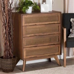 Baxton Studio Barrett 30" Wide Walnut Brown 4-DRAWER Chest. Fixed Price $458.00.