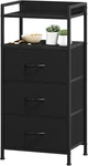 Stylish Nightstand With 3 Drawers & Fabric Bins For Bedroom Entryway. Fixed Price $66.99.