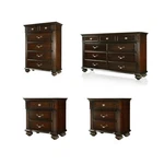 Home Square Set Of 4 Solid Wood Chest, Dresser 2 Nightstands In Dark Walnut. Fixed Price $2769.31.