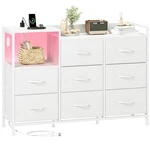 Somdot White Dresser For Bedroom With 8 Drawers,wide Fabric Night Stand S.... Fixed Price $123.96.