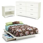 Home Square 3-PIECE Set With Full Queen Storage Bed Nightstand & Double Dresser. Fixed Price $672.25.