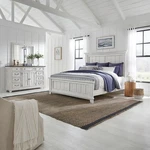 Liberty Furniture River Place Queen Panel Bed Dresser & Mirror - White. Fixed Price $2849.99.