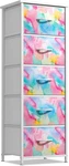 Kids Dresser With 5 Drawers - Storage Chest Organizer Nightstand Steel Frame,. Fixed Price $79.11.