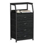 Furnulem Tall 11.5"D X 16.1"W 33.3"H (4 Drawers), Black Oak. Fixed Price $104.37.