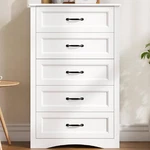 5 Dresser, White Wood Chest Of Drawers For Bedroom, 43.3" Large Capacity. Fixed Price $235.51.