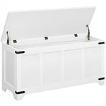 Mahancris 47.2 Storage Bench White Chest Safety Hinges Wood Toy. Fixed Price $142.51.