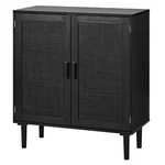 Vevor Rattan Cabinet With 2 Magnetic Doors Adjustable Shelves Wooden Legs Black. Fixed Price $96.99.