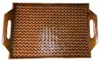 Vintage Shanghai Handicrafts Rattan Bamboo Set Serving Tray Chevron Handles. Fixed Price $24.22.