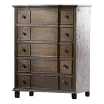 Benjara 5 Drawer Chest With Round Knobs Side Metal Glide In Weathered Oak. Fixed Price $746.99.