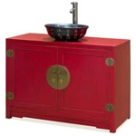 Us Seller - Distressed Red Elmwood Chinese Ming Vanity Cabinet. Fixed Price $1947.96.