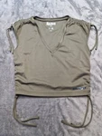 Urban Outfitters Iets Frans Sport Ruched V-front Workout Top Khaki Size M Rrp 36. Fixed Price $9.53.