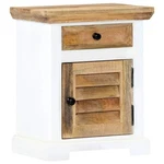 Vidaxl Solid Rough Mango Wood Nightstand With Drawer Door, White Brown,. Fixed Price $148.99.