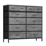 Vasicar Gray Dresser 12 Deep Drawers Wood Top Storage Cabinet. Fixed Price $179.99.