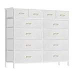 Vasicar 12 Drawer Fabric Dresser Chest - White Tall Storage Cabinet. Fixed Price $179.99.