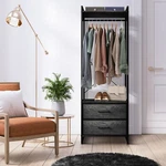 Sorbus Clothing Garment Hanging Rack 2 Faux Wood Drawers And Shelves (black). Fixed Price $87.99.