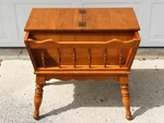 Ethan Allen 10-8584 Flip Top Dough Box End Table, Heirloom Nutmeg Early American. Fixed Price $92.00.
