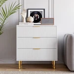 Idealhouse White Dresser Modern 3 Drawer For Bedroom With Gold Handle. Fixed Price $189.55.