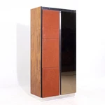 Pulaski Mid Century Rosewood, Leather And Chrome Armoire Dresser. Fixed Price $4095.00.