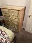 6-DRAWER Chest Of Drawers, Light Wood, Natural Finish, Brass Handles,. Fixed Price $225.00.