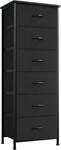 Stylish Black Tall Dresser With 6 Drawers & Removable Fabric Bins For Storage. Fixed Price $76.99.