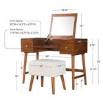 Pemberly Wood Vanity & Stool Set Flip Up Mirror 2 Drawers In Walnut Brown. Fixed Price $355.81.